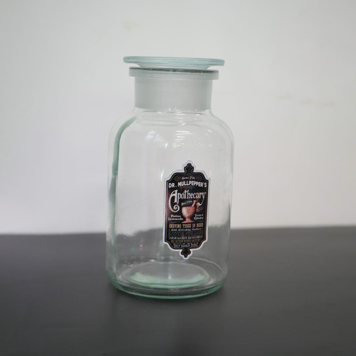 Frasco farmacia vidrio con tapa